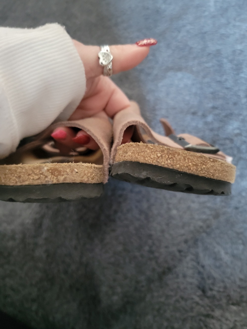 Birkenstock Double Strap Suede Sandals in Light Mauve - Picture 5 of 8
